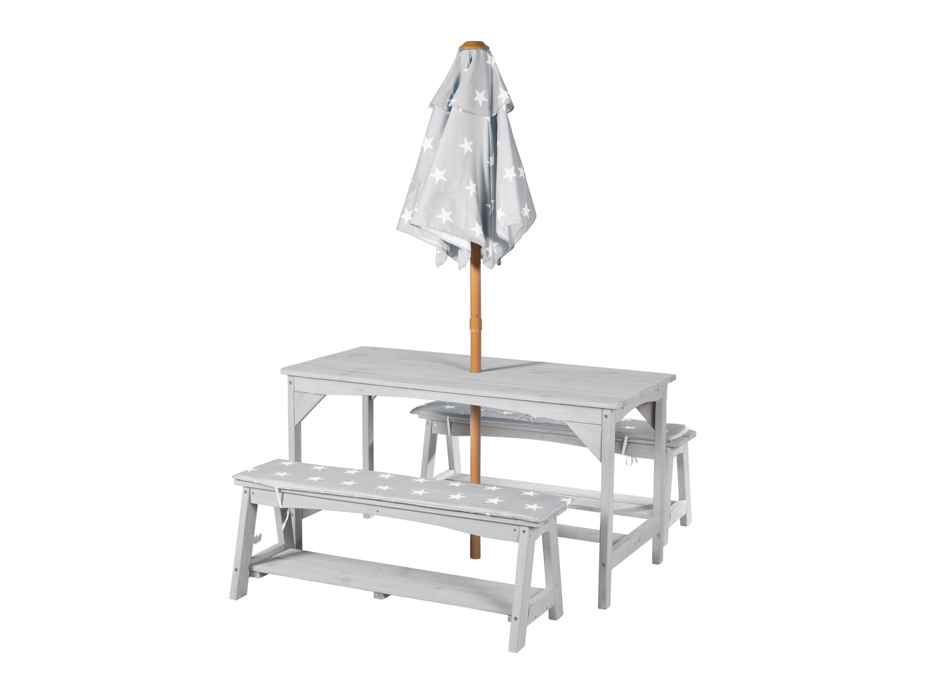 roba Kindersitzgruppe in Grau mit Sitzauflage und Schirm im Design Little Stars Bild 3