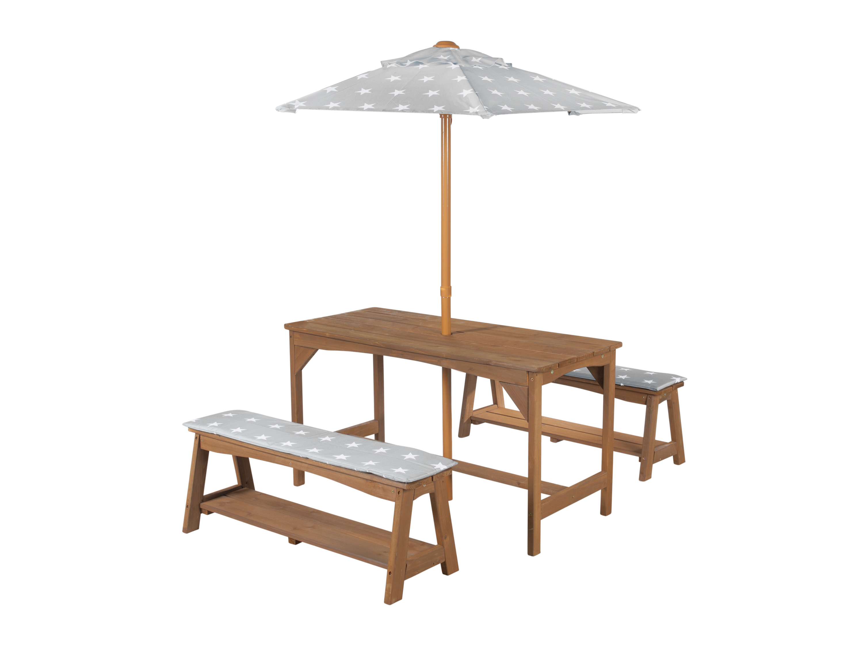 roba Kindersitzgruppe in Natur mit Sitzauflage und Schirm im Design Little Stars Bild 4