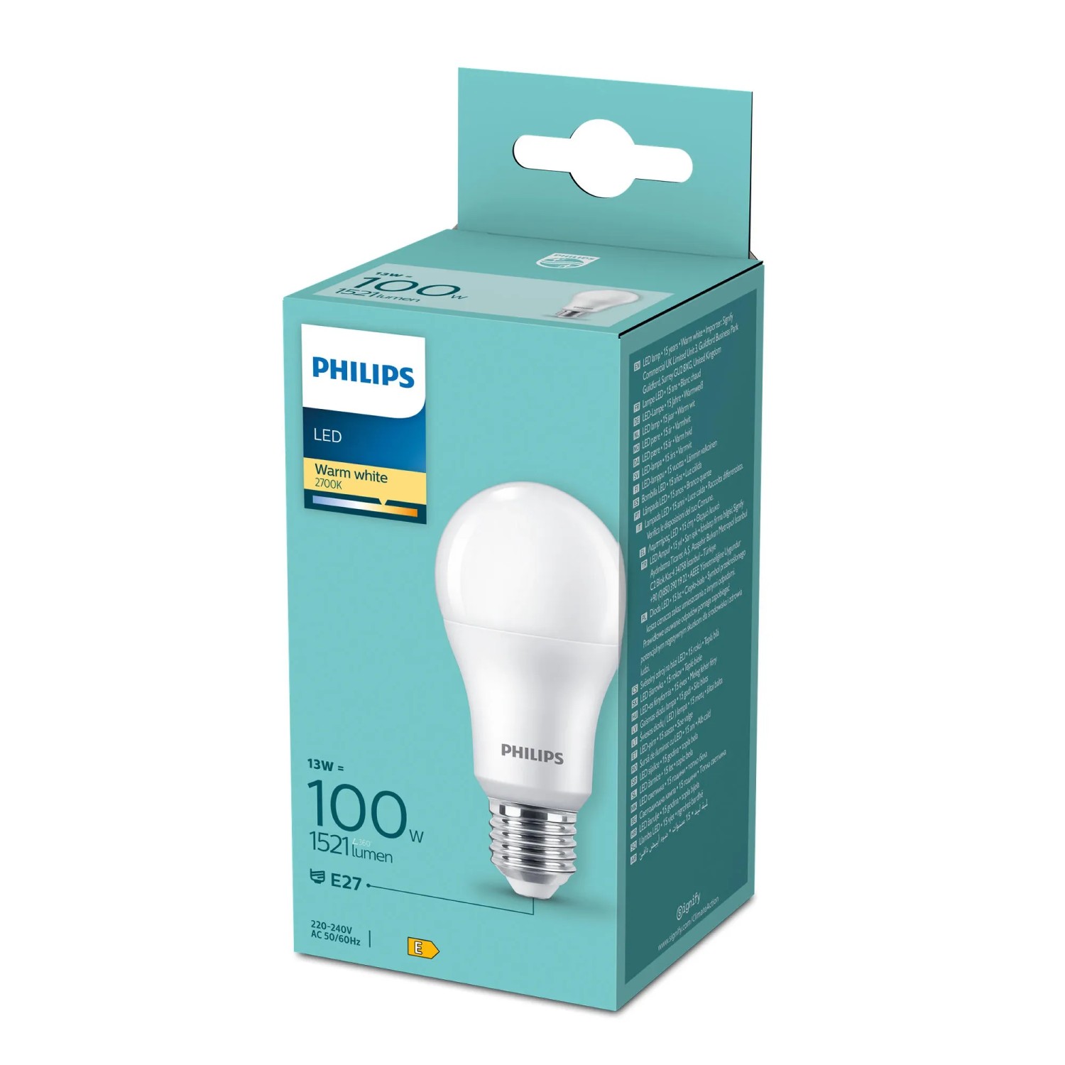Philips Leuchtmittel E27 Glühlampenform 2.700 K 1521,m 13 W