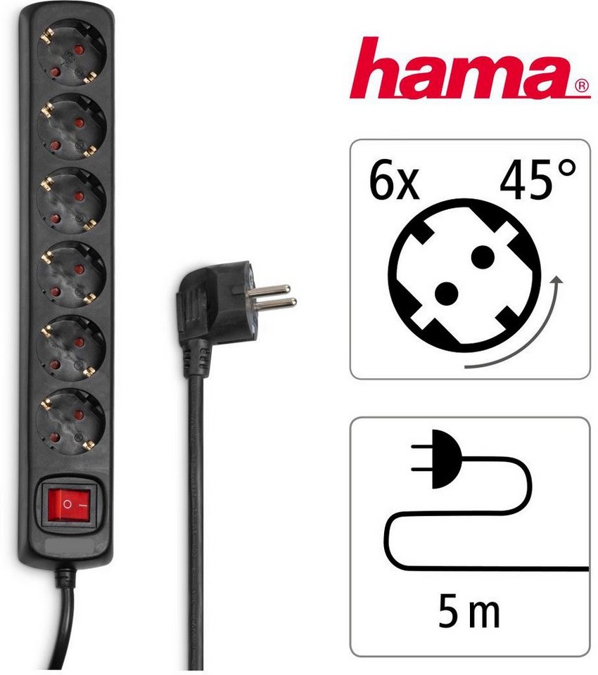 Hama Steckdosenleiste 6-Fach mit Schalter Schwarz 5 m Bild 3