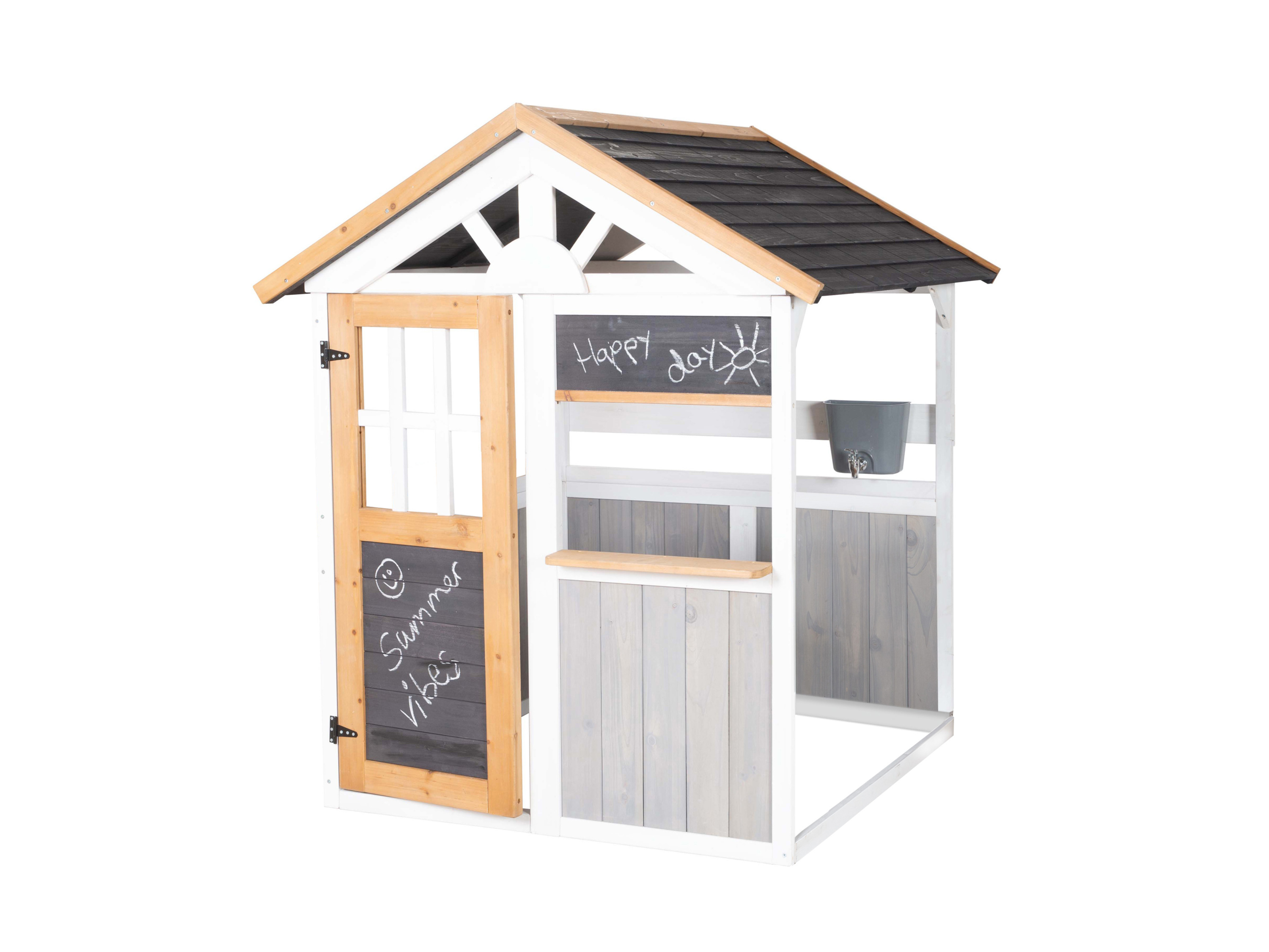 roba Outdoor Spielhaus aus Holz für Kinder ab 18 Monaten mit Verkaufstheke und Wasserhahn Erweiterbar