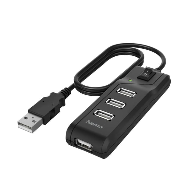 Hama USB-Hub 4 Ports USB 2.0 max. 480 Mbit/s Ein-/Ausschalter