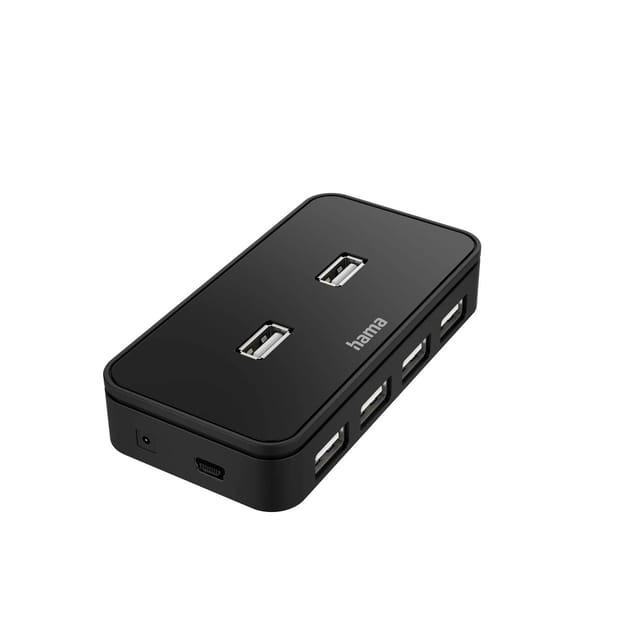 Hama USB-Hub 7 Ports USB 2.0 max. 480 Mbit/s inkl. Kabel und Netzteil