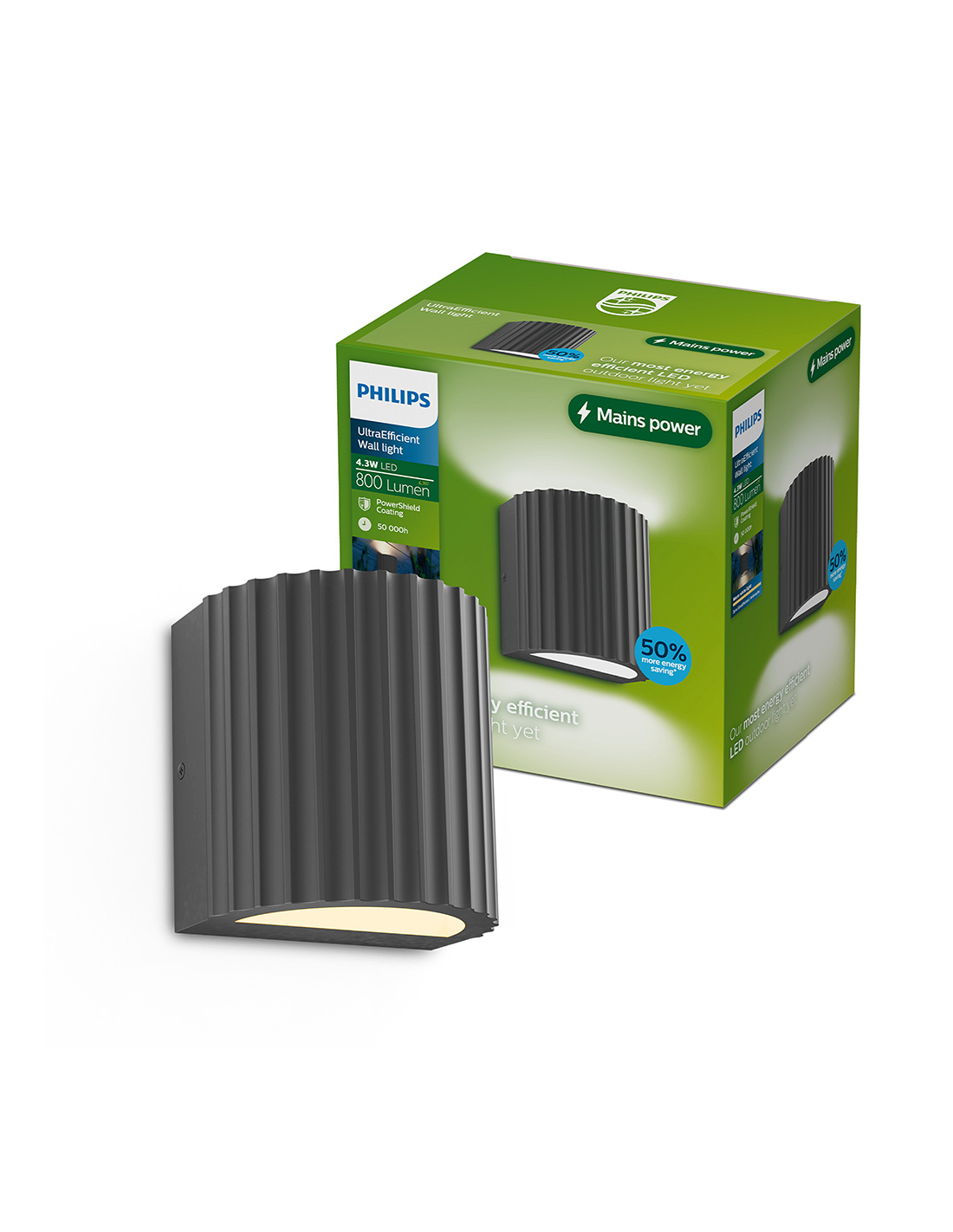 Philips Outdoor-Wandleuchte Zyra 800,m Anthrazit 26 cm x 12,2 cm x 80 cm