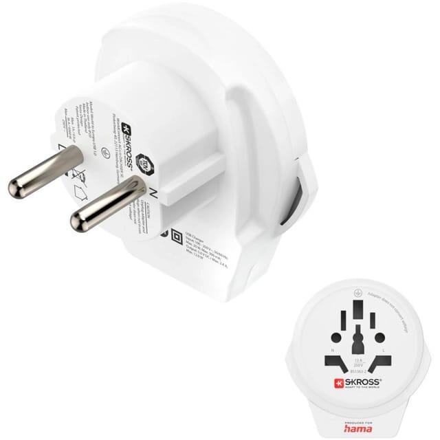 Hama Reiseadapter World to Europe USB für 2- und 3-polige Geräte 1 x USB Weiß