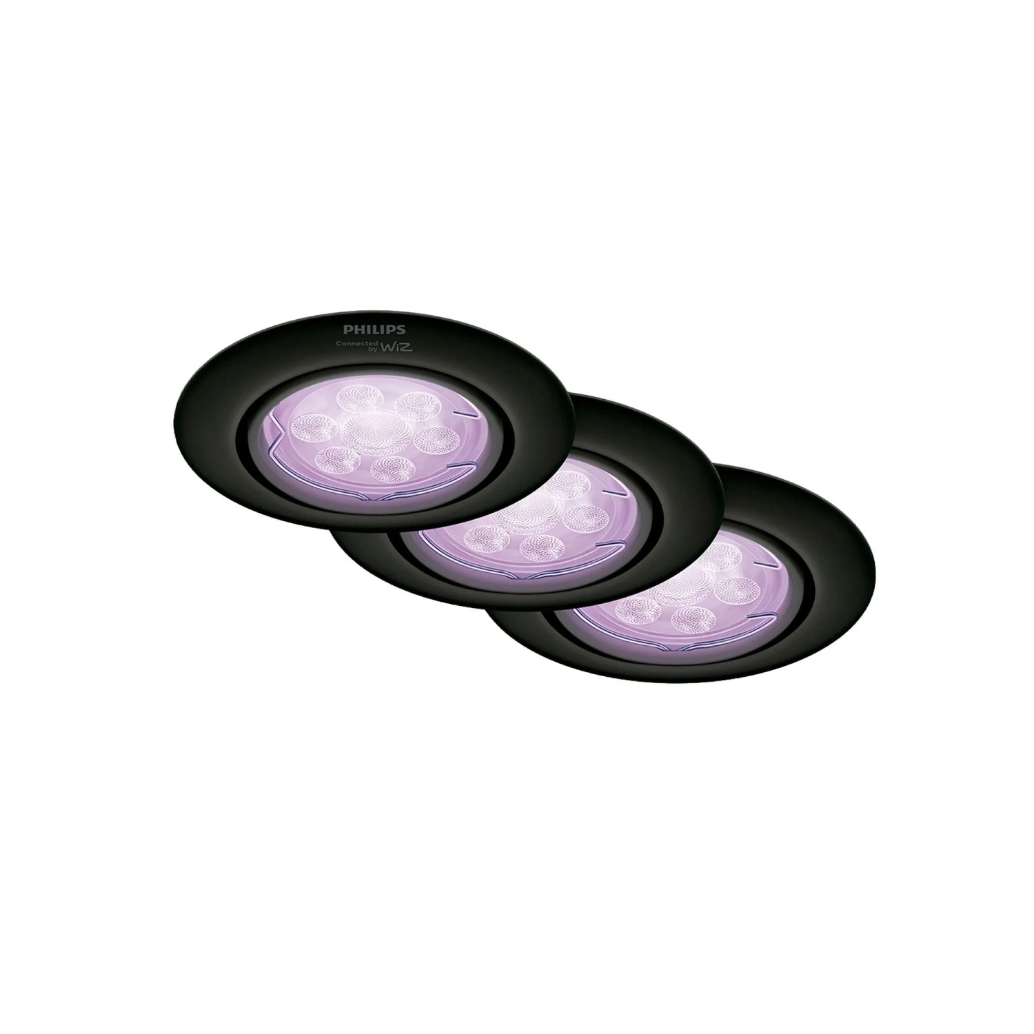 Philips Einbauspot Smart GU10 RGB 400,m 3-Flammig Schwarz 3er Set