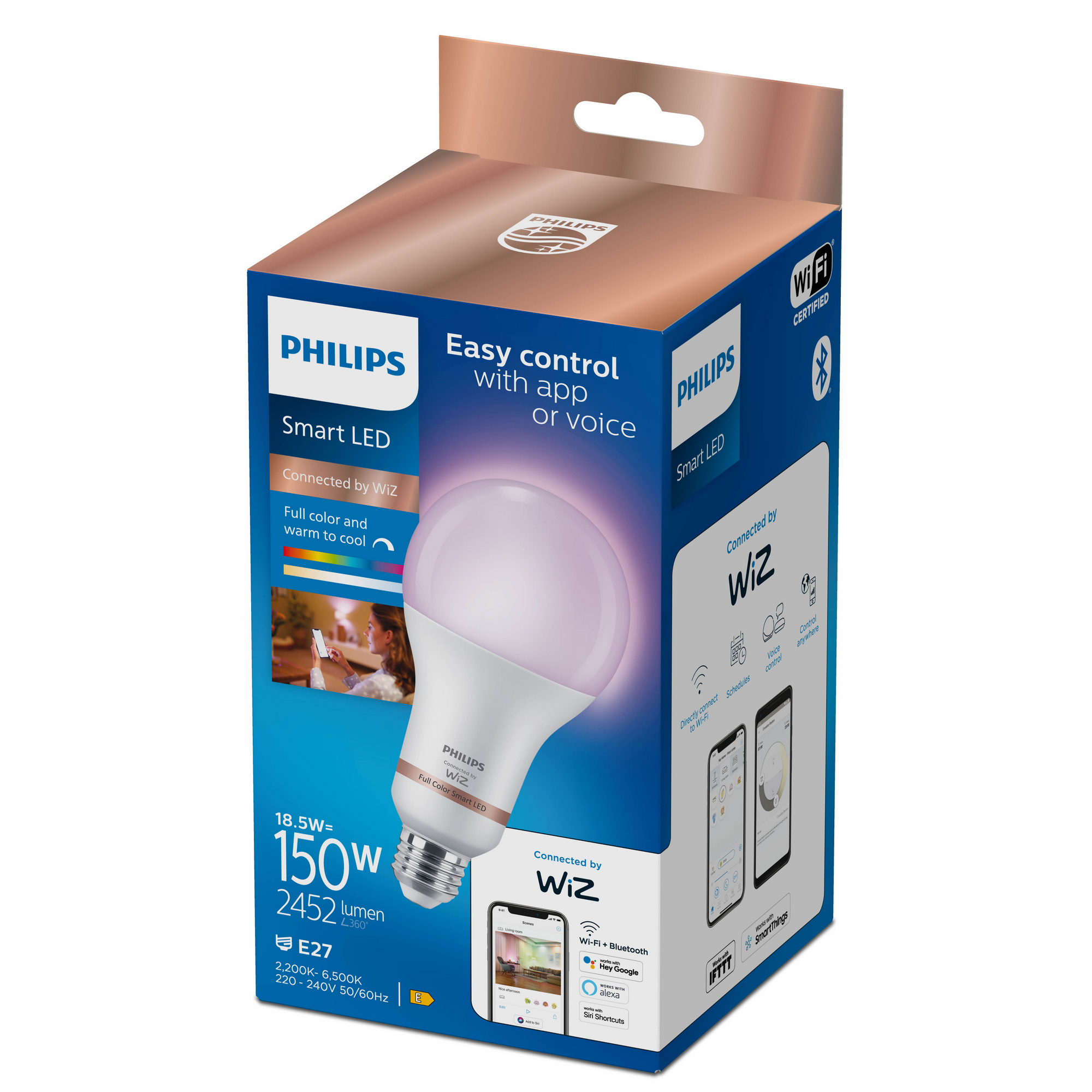 Philips Smart-LED-Leuchtmittel E27 Standardform 150 W RGB 2.452,m 8,3 x 16,3 cm Bild 2