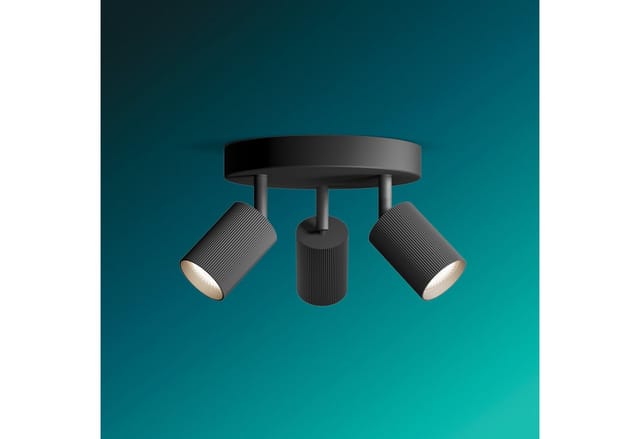 Philips LED-Spot Wyatt Rund 3-Flammig Wand- & Deckenmontage Schwenkbar Schwarz