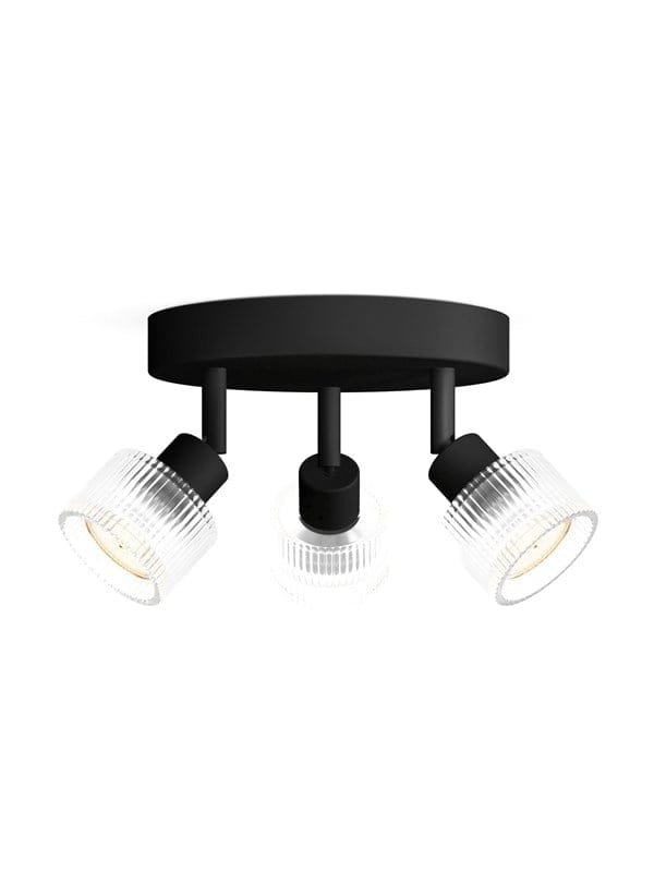 Philips LED-Spot Rund Horen 3-Flammig Wand- & Deckenmontage Schwarz