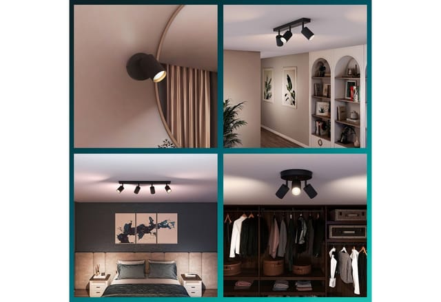 Philips LED-Spot Wyatt 3-Flammig Alu Wand- & Deckenmontage Schwenkbar Schwarz