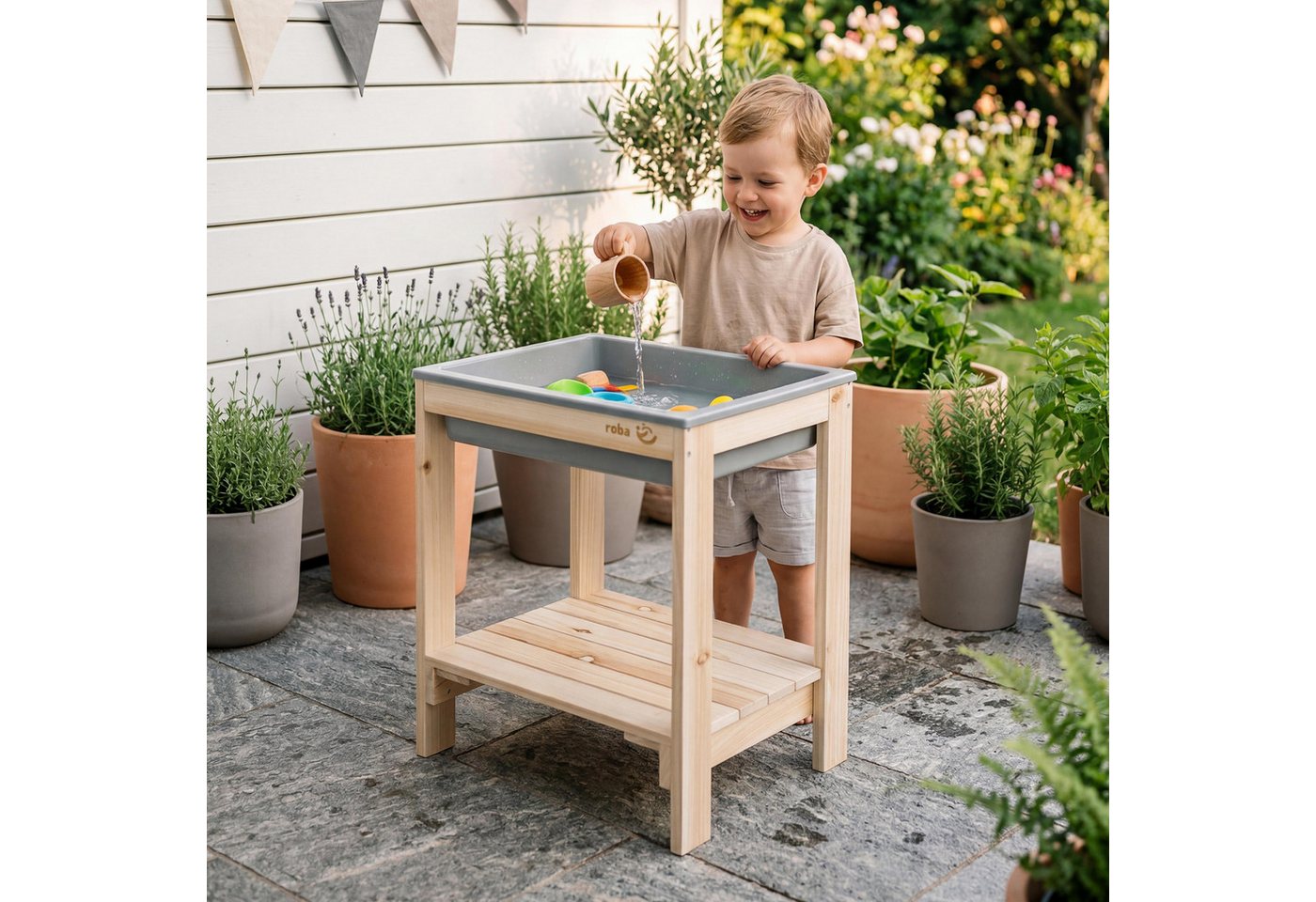 roba Outdoor Spiel- & Wassertisch Tiny Natur mit Spielwanne Bild 2
