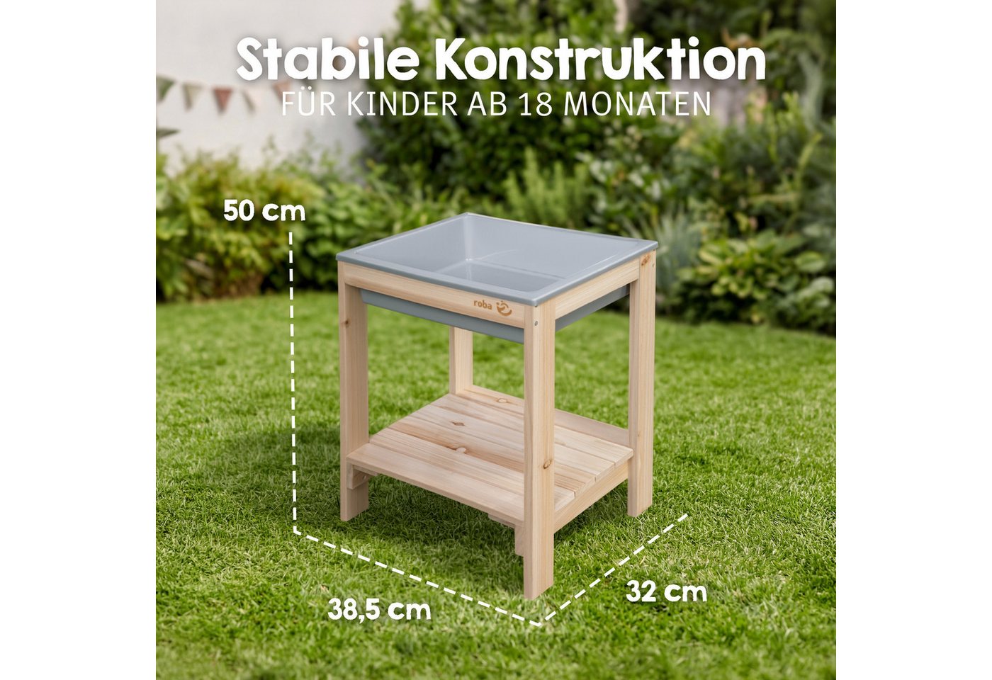 roba Outdoor Spiel- & Wassertisch Tiny Natur mit Spielwanne Bild 3