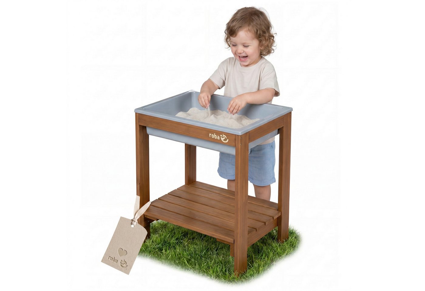 roba Outdoor Spiel- & Wassertisch Tiny mit Spielwanne Teakfarben