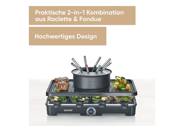Severin Raclette-Fondue Kombination RG 2347 mit Grillplatte 1.400 W