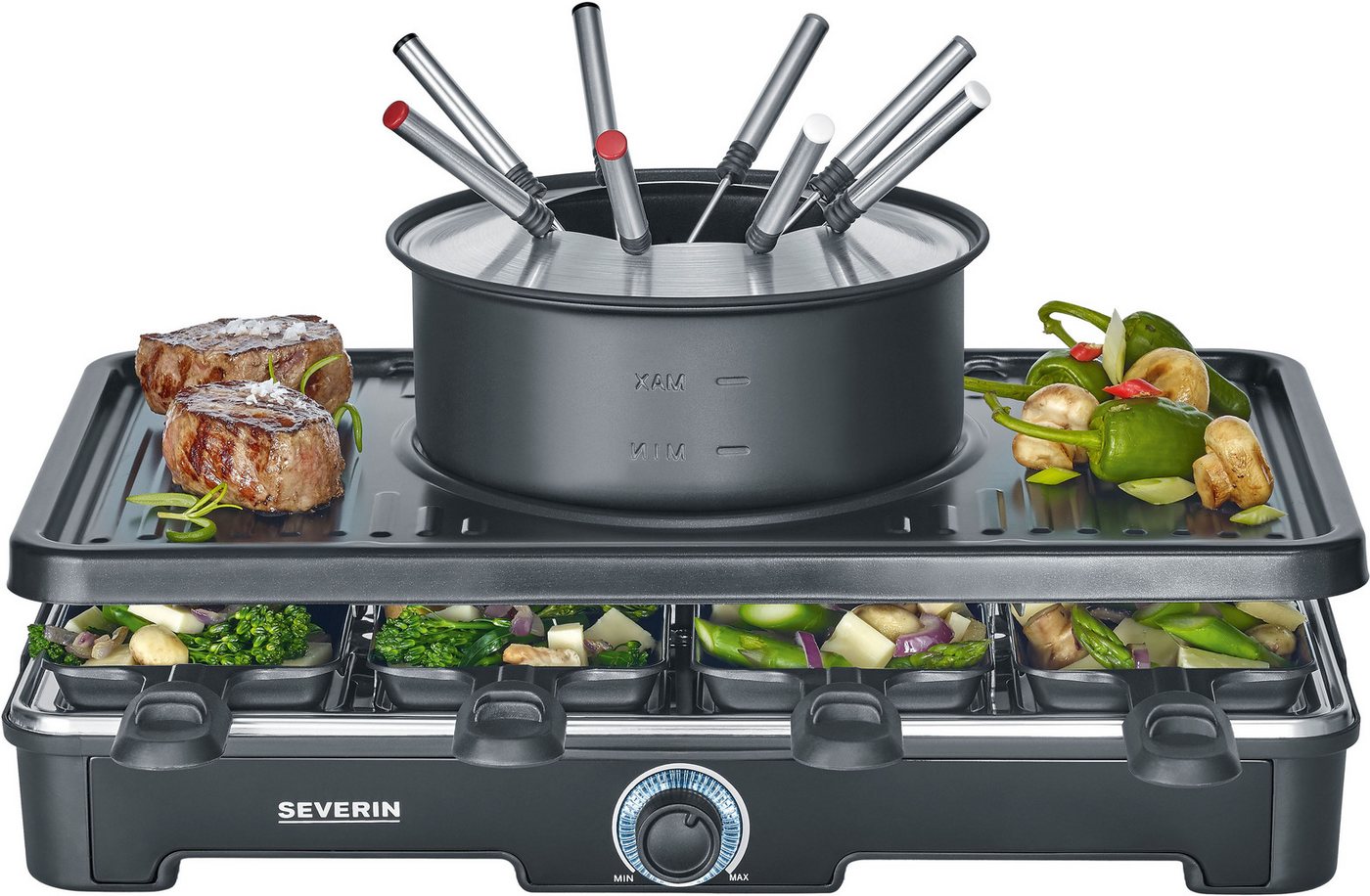 Severin Raclette-Fondue Kombination RG 2347 mit Grillplatte 1.400 W Bild 2