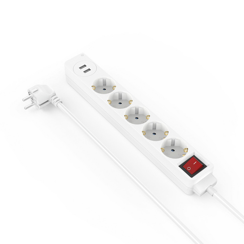 Hama Steckdosenleiste 5-fach USB-A 17W Schalter 1,4 m Weiß Bild 3