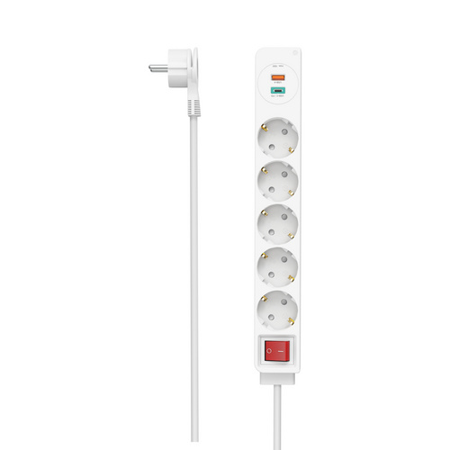 Hama Steckdosenleiste 5-fach USB-C/A 18W PD/FC Schalter Flachst. 1,4 m W Bild 2