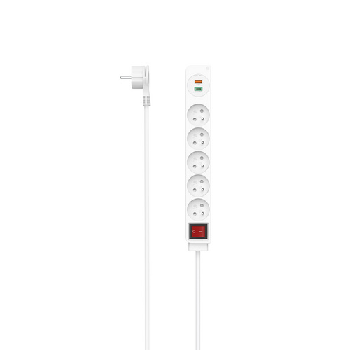Hama Steckdosenleiste 5-fach USB-C/A 18W PD/FC Schalter Flachst. 1,4 m W Bild 4