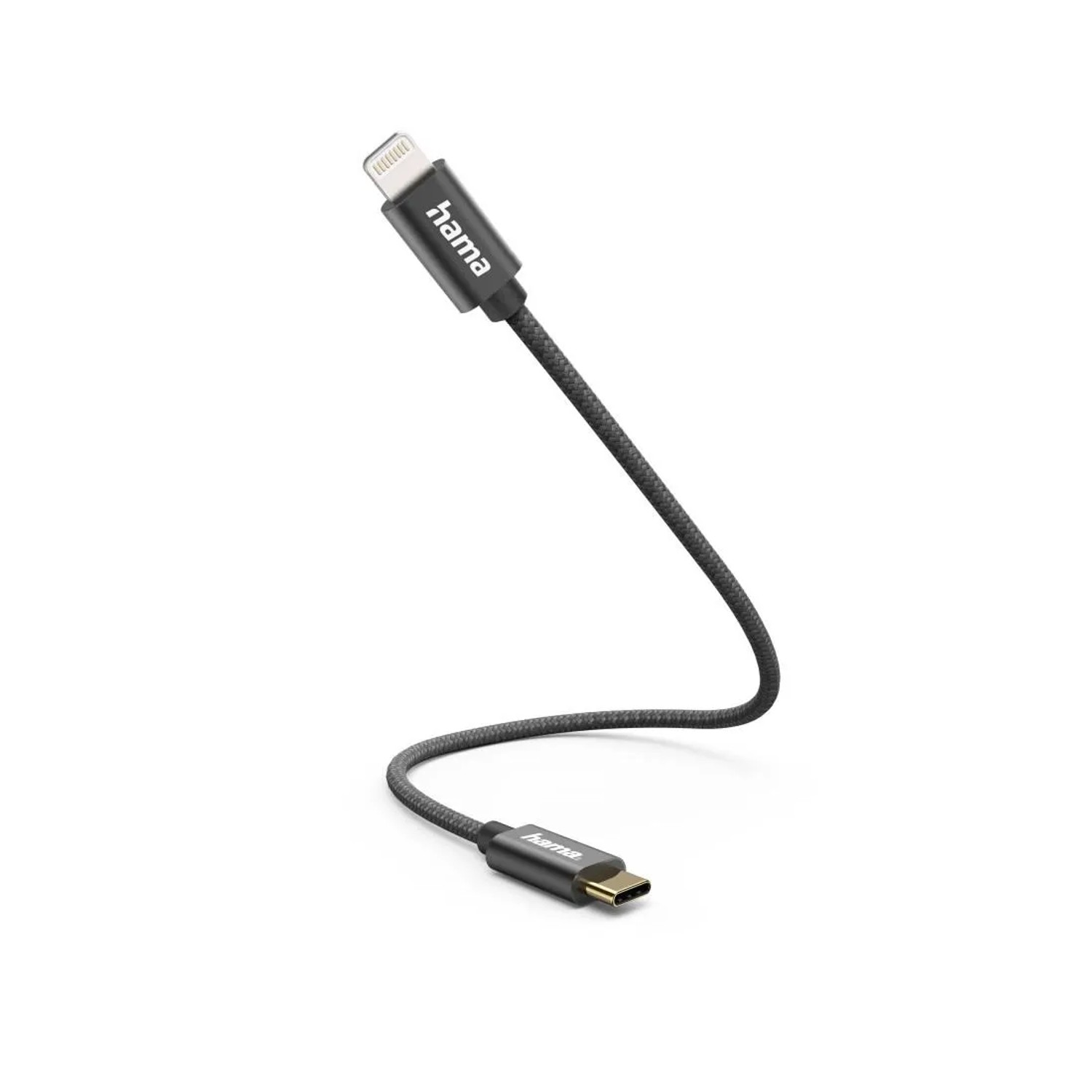 Hama Ladekabel USB-C - Lightning 0,2 m Nylon Schwarz