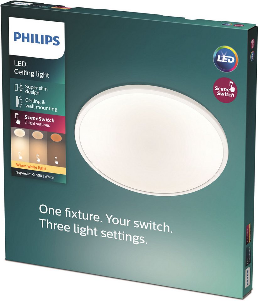 Philips LED-Panel Superslim 3-in-1 SceneSwitch 18 W 1500,m 2700 K Weiß