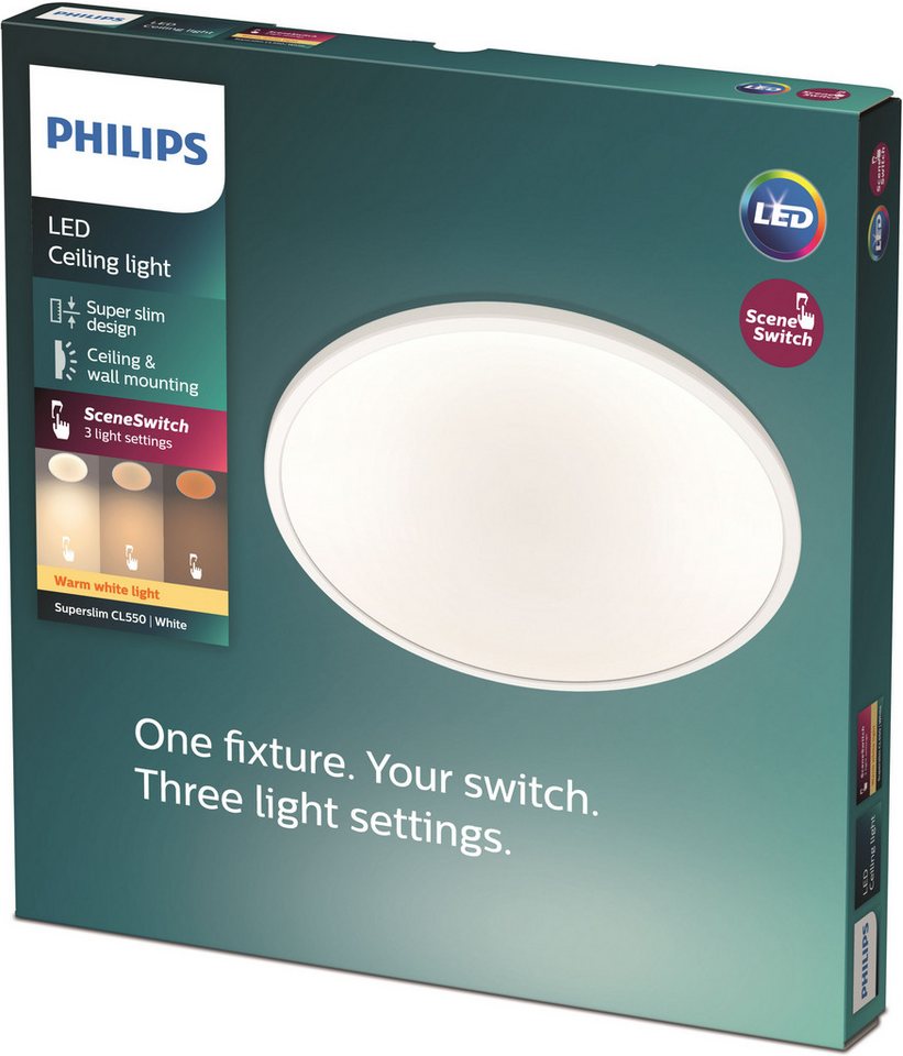 Philips LED-Panel Superslim 3-in-1 SceneSwitch 15 W 1300,m 2700 K Weiß