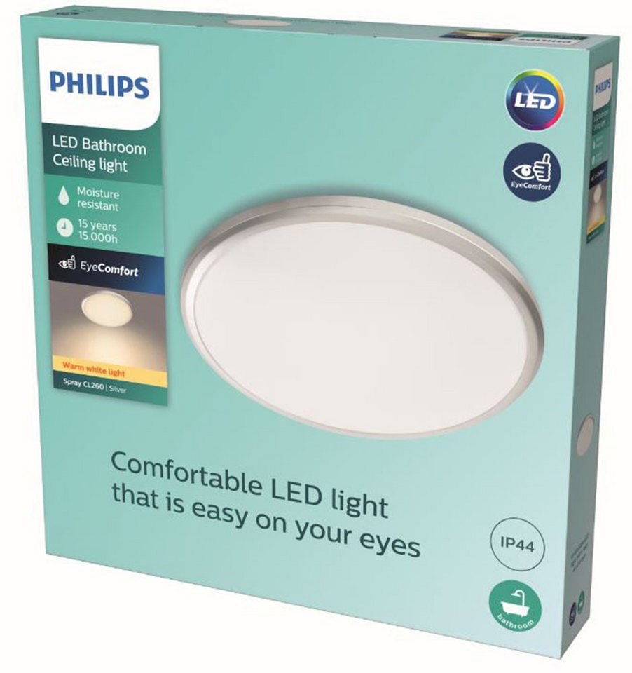 Philips LED-Deckenleuchte Spray 17 W 2700 K IP44 Weiß