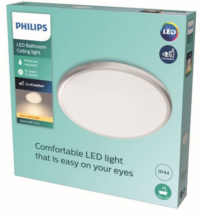Philips LED-Deckenleuchte Spray 17 W 2700 K IP44 Weiß