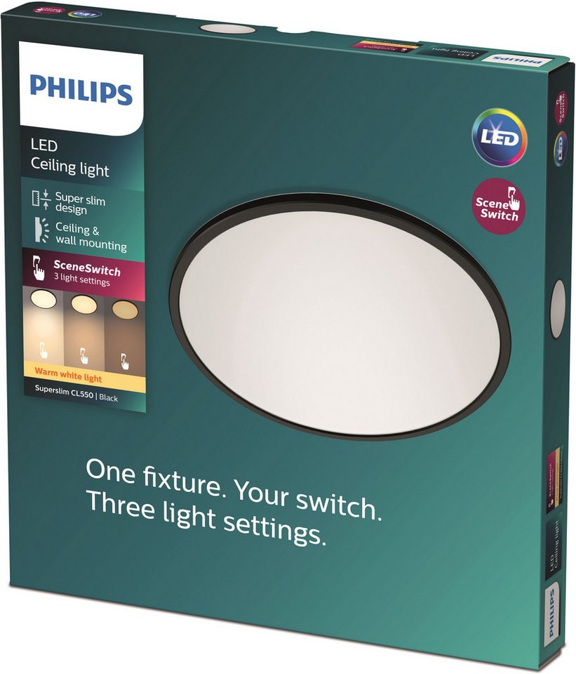 Philips LED-Panel Superslim 3-in-1 SceneSwitch 15 W 1300,m 2700 K Schwarz Bild 2