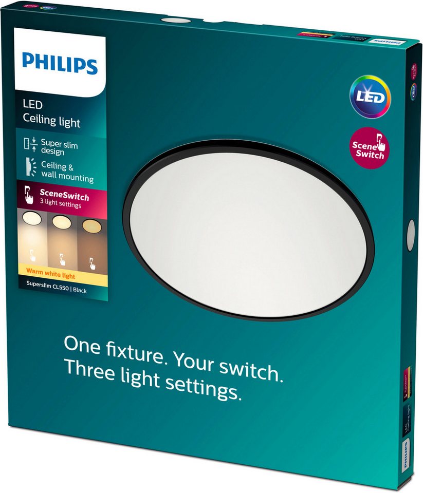 Philips LED-Panel Superslim 3-in-1 SceneSwitch 18 W 1500,m 2700 K Schwarz Bild 2
