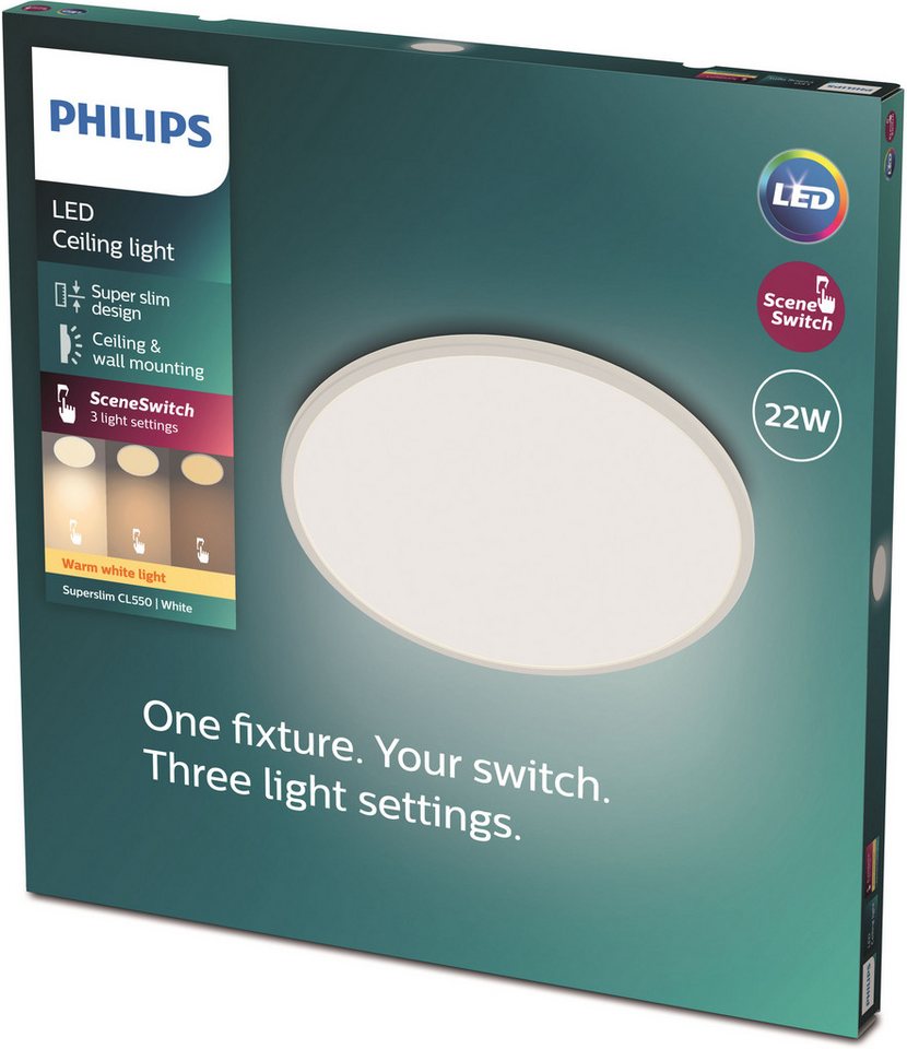 Philips LED-Panel Superslim SceneSwitch CL550 22 W 2000,m 2700 K Weiß Bild 2