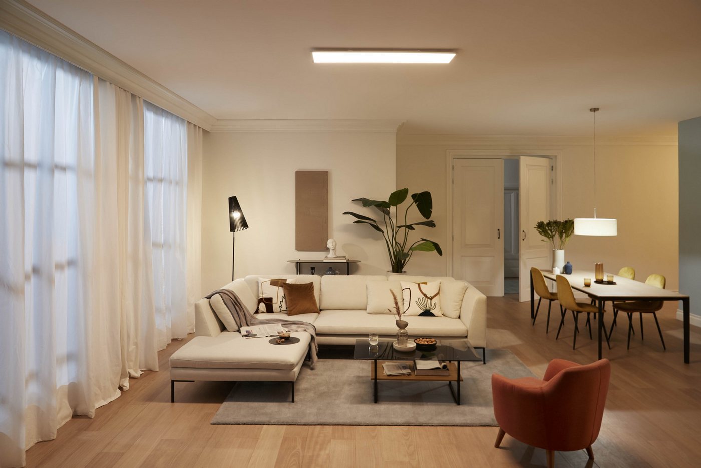Philips LED-Deckenleuchte Touch SceneSwitch rechteckig 36 W 2700 K Weiß Bild 2