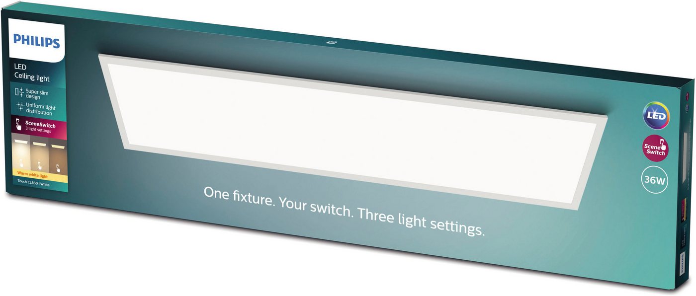 Philips LED-Deckenleuchte Touch SceneSwitch rechteckig 36 W 2700 K Weiß Bild 3