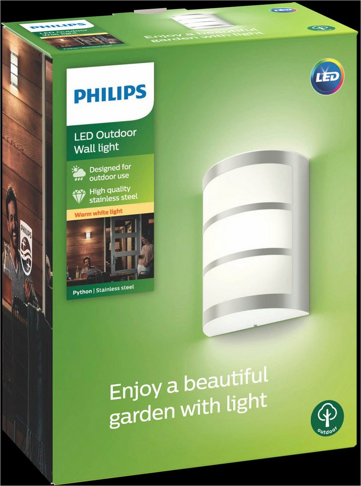 Philips LED-Außenwandleuchte Python Edelstahl Bild 2