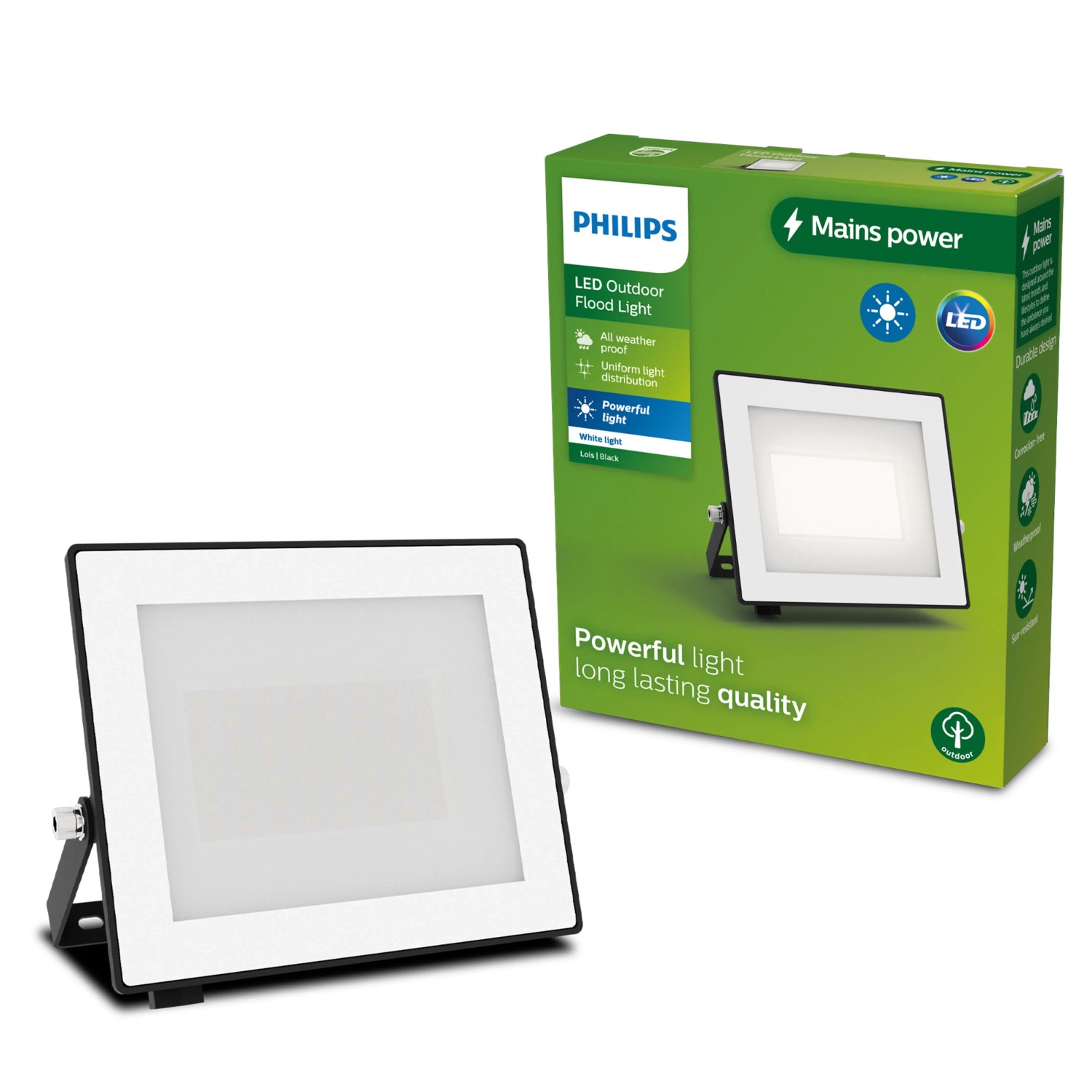 Philips Outdoor Flutlicht Lois 3.000 K 2.700,m Schwarz