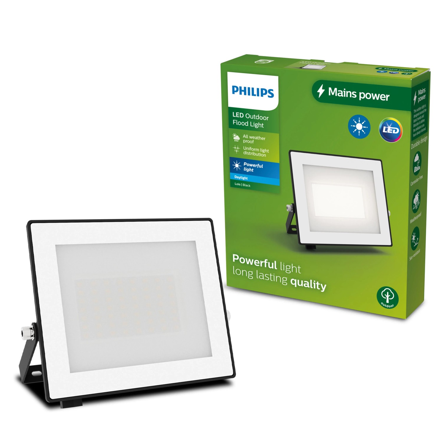 Philips Outdoor Flutlicht Lois 5.000 K 2.850,m Schwarz