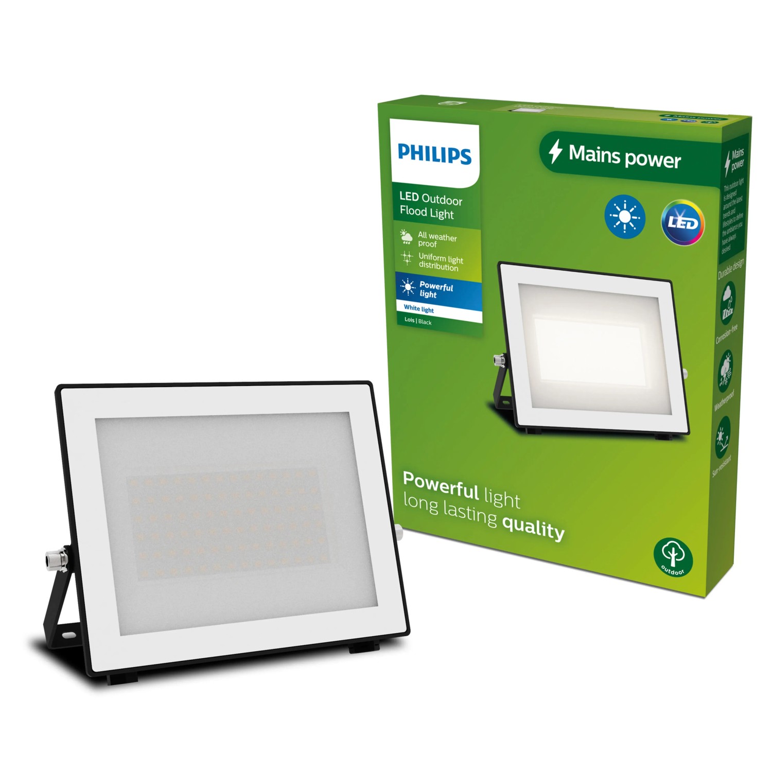 Philips Outdoor Flutlicht Lois 3.000 K 4.500,m Schwarz