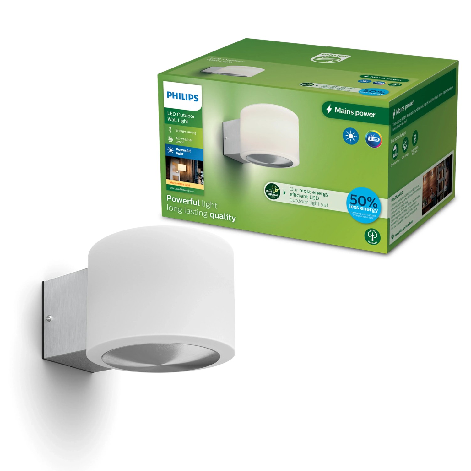 Philips Outdoor-Wandleuchte Ultra-Efficient Otis Edelstahl