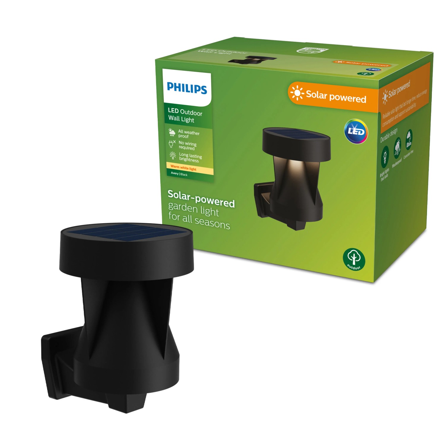 Philips Wandleuchte Avery Solar Sensor Schwarz
