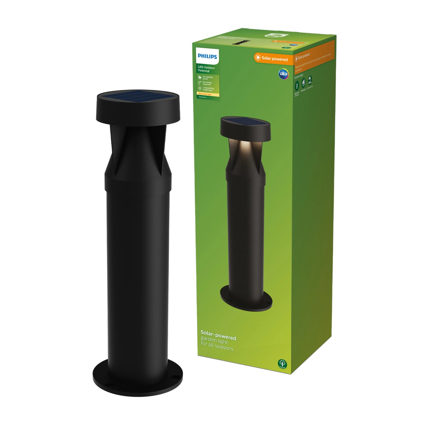 Philips Sockelleuchte Avery Solar Sensor Schwarz