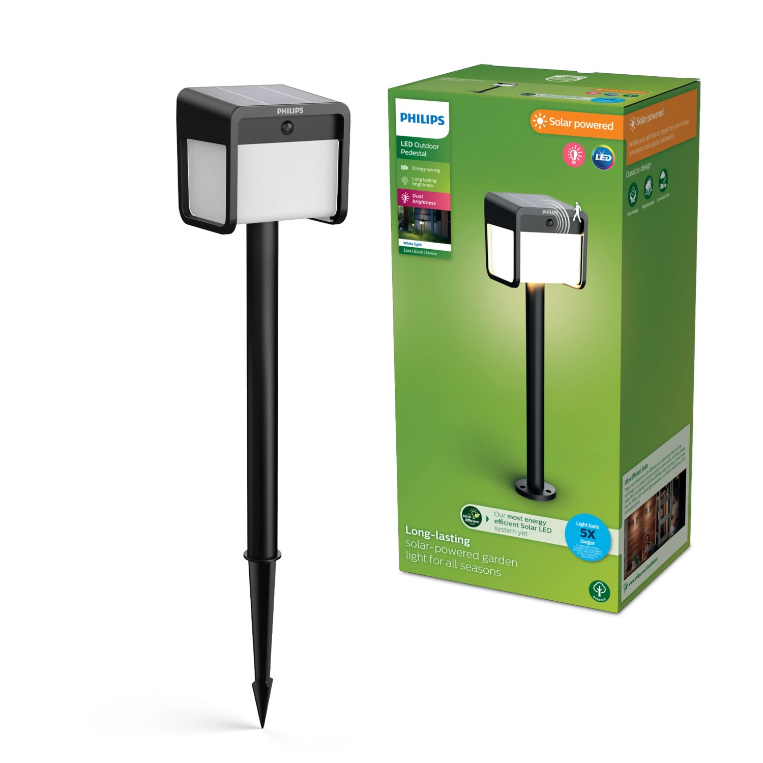 Philips Sockelleuchte Ezra Solar UltraEffizient Schwarz
