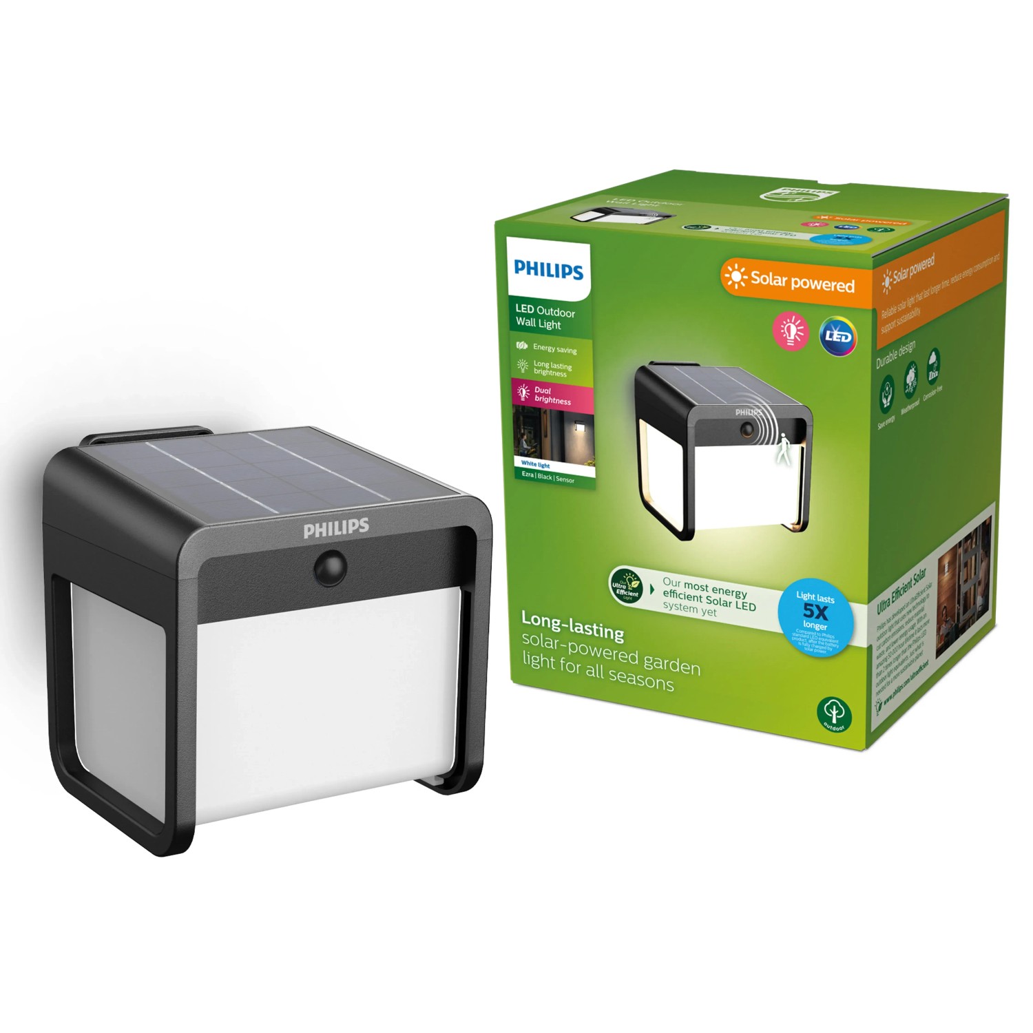 Philips Wandleuchte Ezra Solar UltraEffizient Schwarz