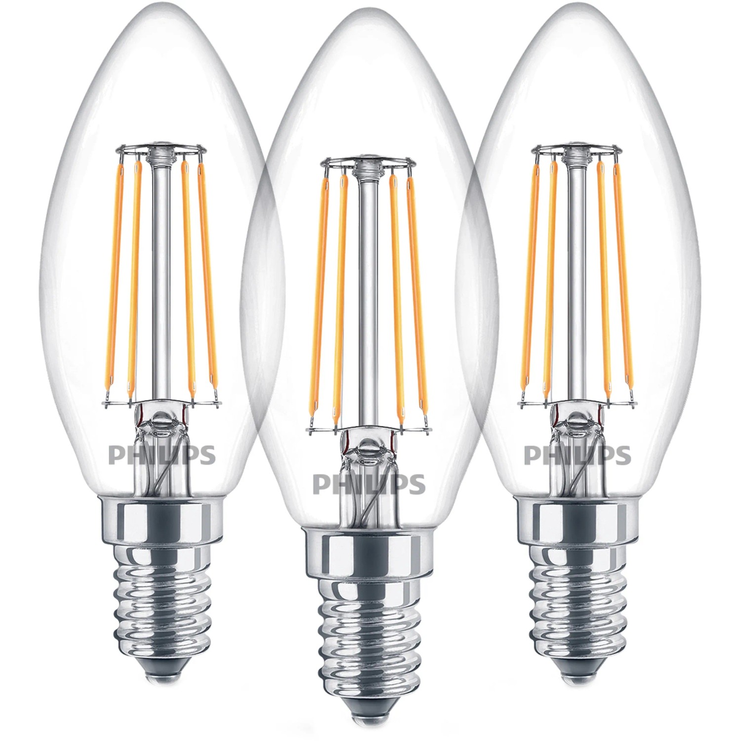 Philips LED-Leuchtmittel E14 Kerzenform 4,3 W 3er Set 9,7 x 3,5 cm (H x Ø)