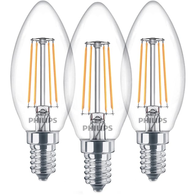 Philips LED-Leuchtmittel E14 Kerzenform 4,3 W 3er Set 9,7 x 3,5 cm (H x Ø)