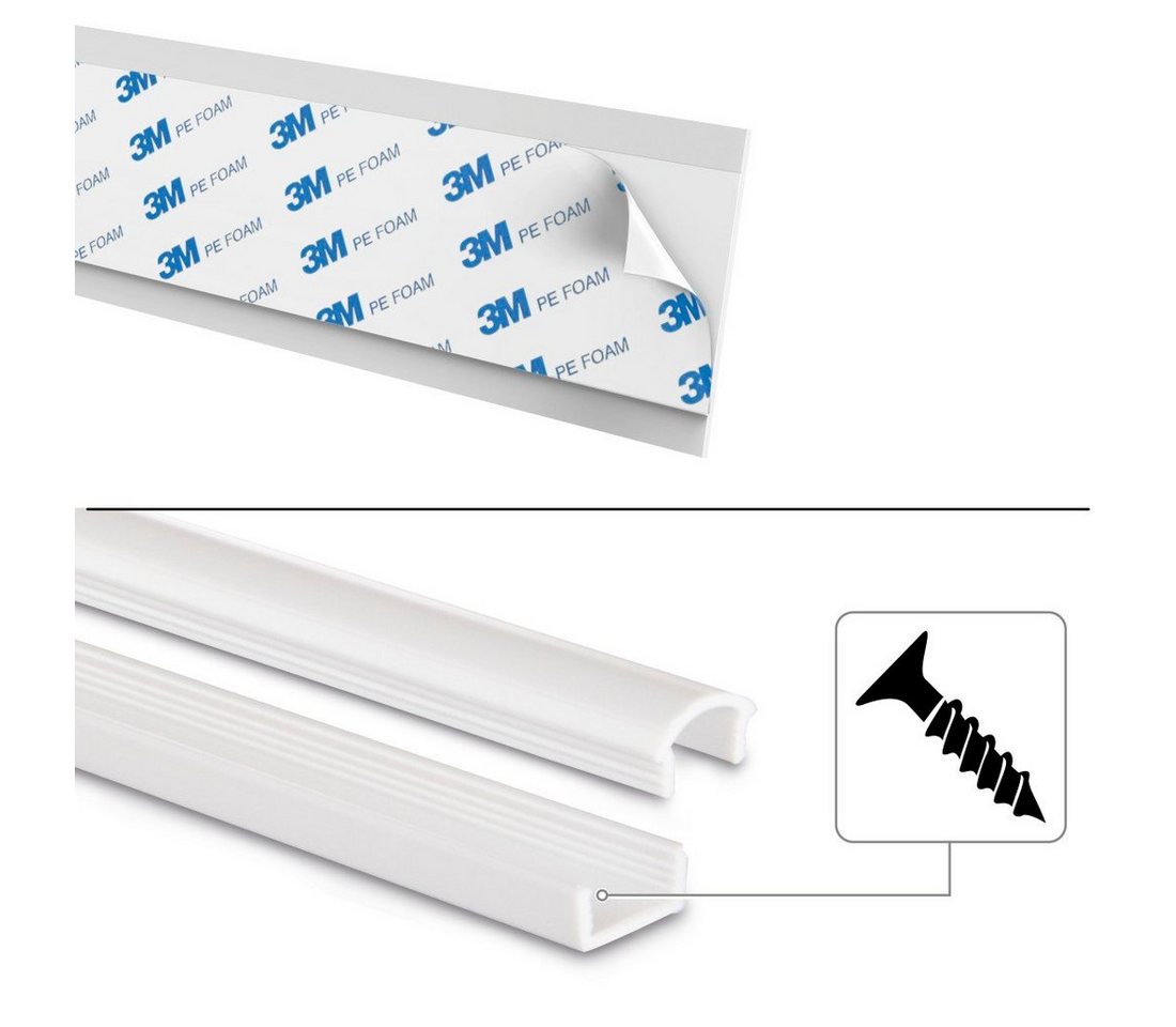 Hama Kabelkanal Selbstklebend PVC Halbrund 100 cm x 1,1 cm x 1 cm Weiß 4 Stück