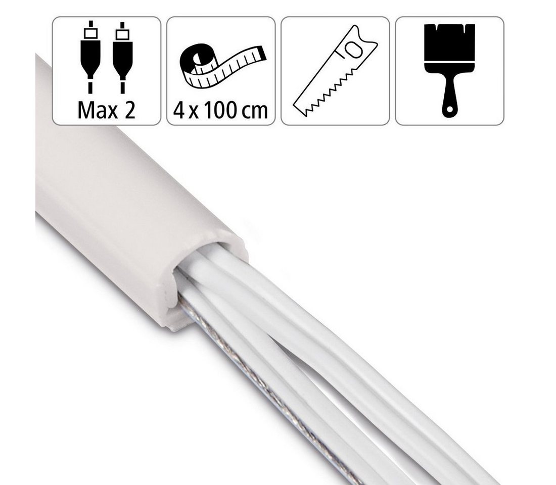 Hama Kabelkanal Selbstklebend PVC Halbrund 100 cm x 1,1 cm x 1 cm Weiß 4 Stück Bild 2