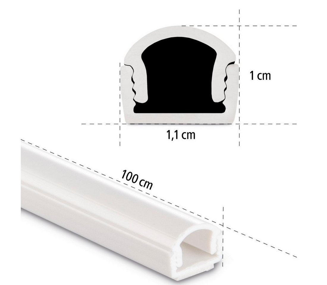 Hama Kabelkanal Selbstklebend PVC Halbrund 100 cm x 1,1 cm x 1 cm Weiß 4 Stück Bild 4