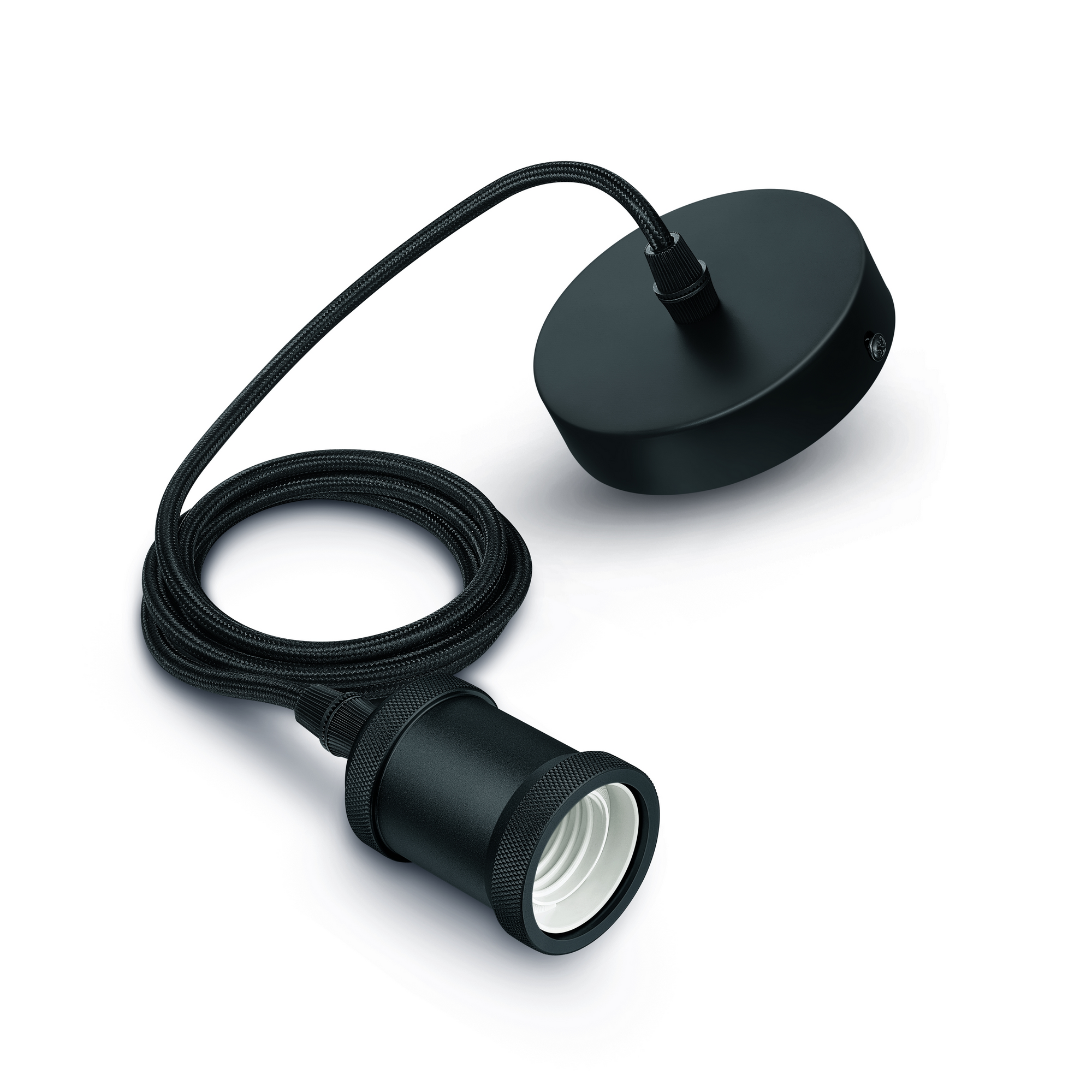 Philips Vintage Schnurpendel mit E27 Fassung Schwarz und Baldachin