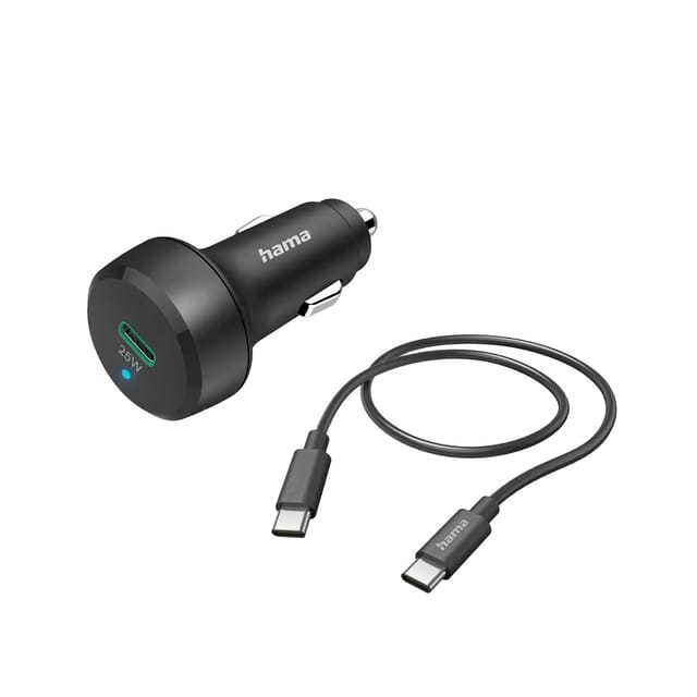 Hama Auto-Schnellladegerät mit Ladekabel USB-C PD 25 W 1 m Schwarz
