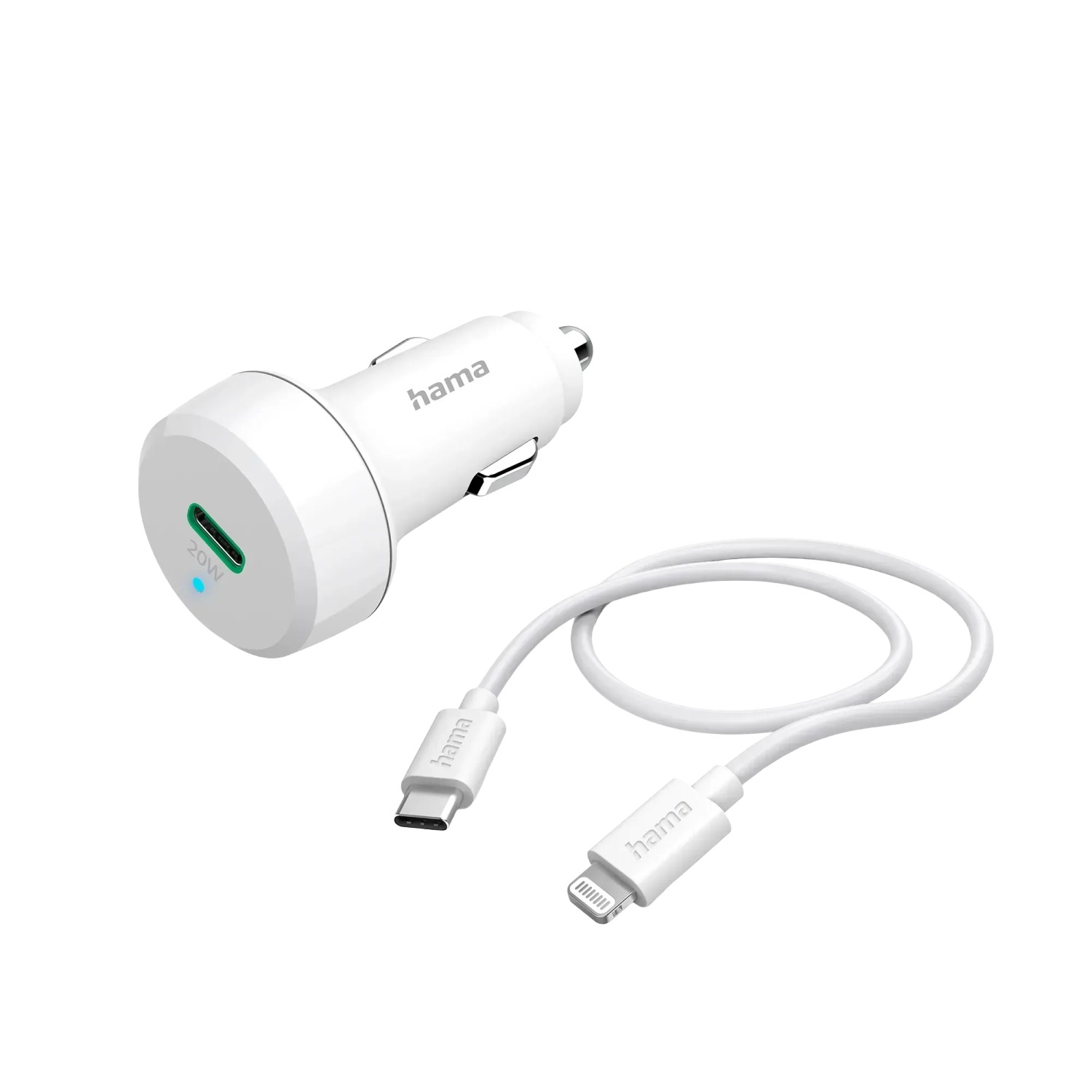 Hama Auto-Schnellladegerät mit Ladekabel Lightning PD 20 W 1 m Weiß