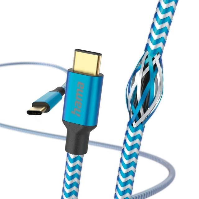 Hama Ladekabel Reflective USB-C 1,5 m Nylon Blau